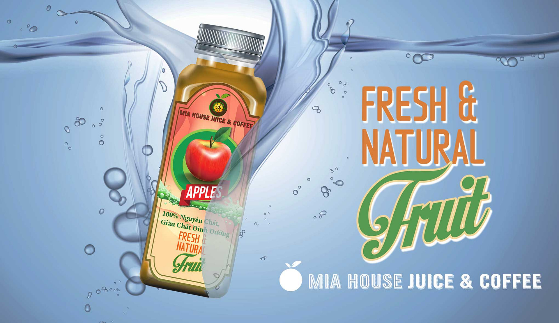 Social Media and promotion assets for Mia Juice and Coffee.